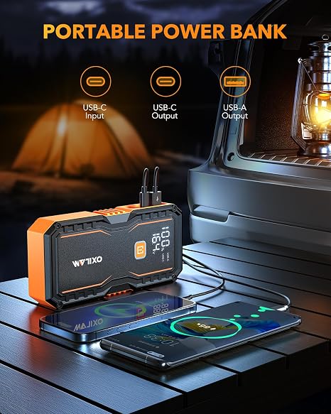 OXILAM Jump Starter 6000A for All Gas