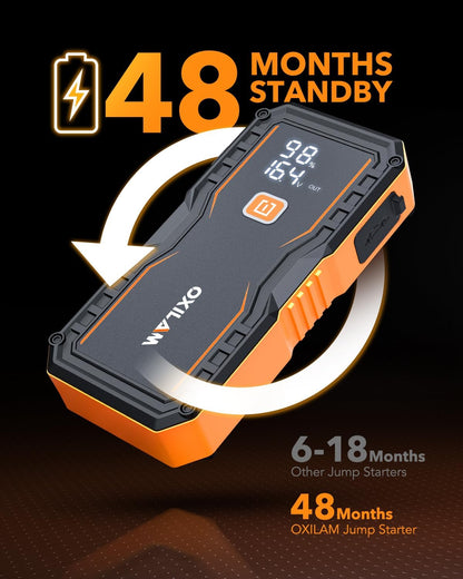 OXILAM Jump Starter 6000A for All Gas