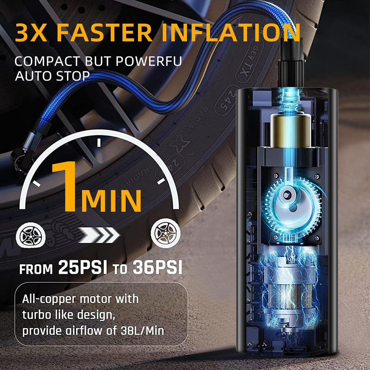 Wireless air pump for car